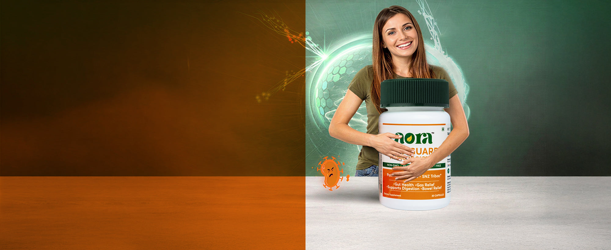 Aora Gut-Guard probiotic capsules for gut health support