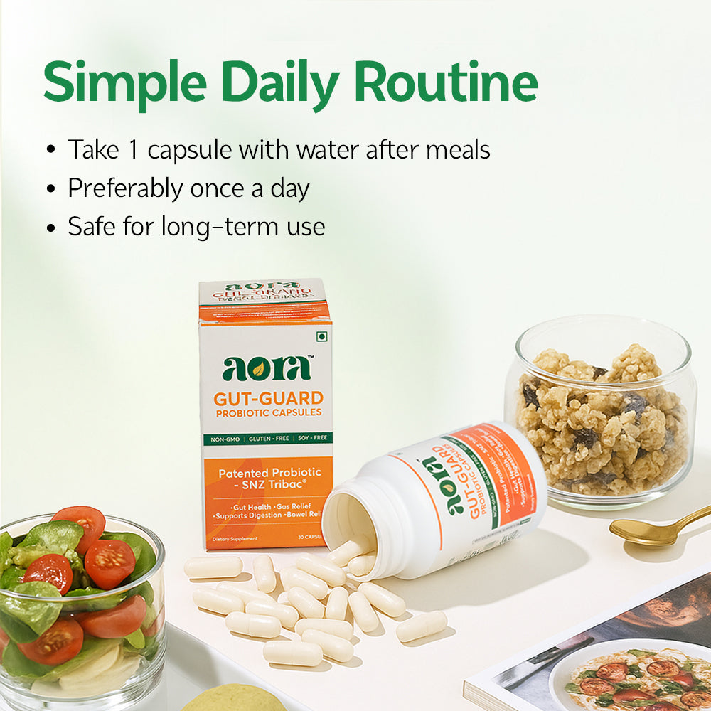 Probiotic capsules for bloating relief Aora Gut-Guard