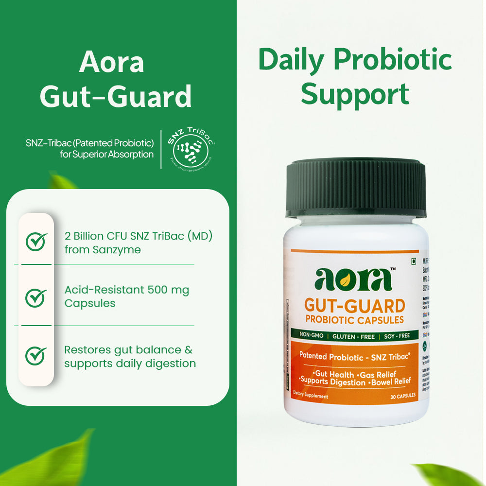 Probiotic capsules Aora Gut-Guard for digestive system health